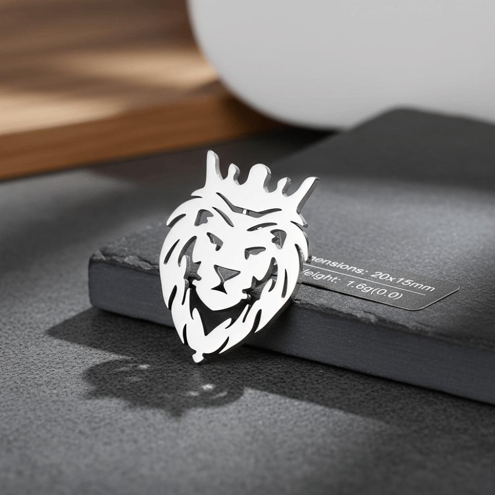 Stainless Steel Animal Brooch Lion Vintage Lapel Pins Suit Collar Badges Trendy Gift