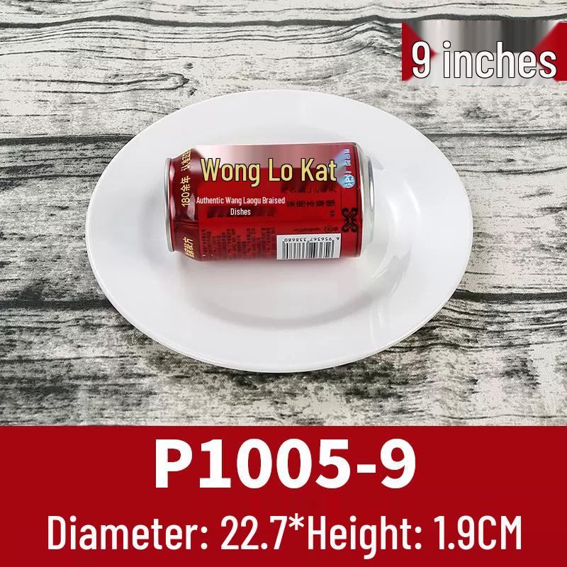 White Melamine Round Plate - Imitation Porcelain Tableware, Shallow Buffet Dinnerware Dish.