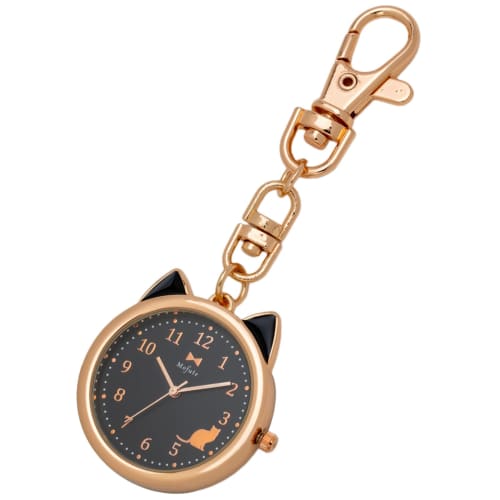 Fieldwork Women's Analog Pocket Watch with Keychain and Bag Charm, Black, MKK2305-5