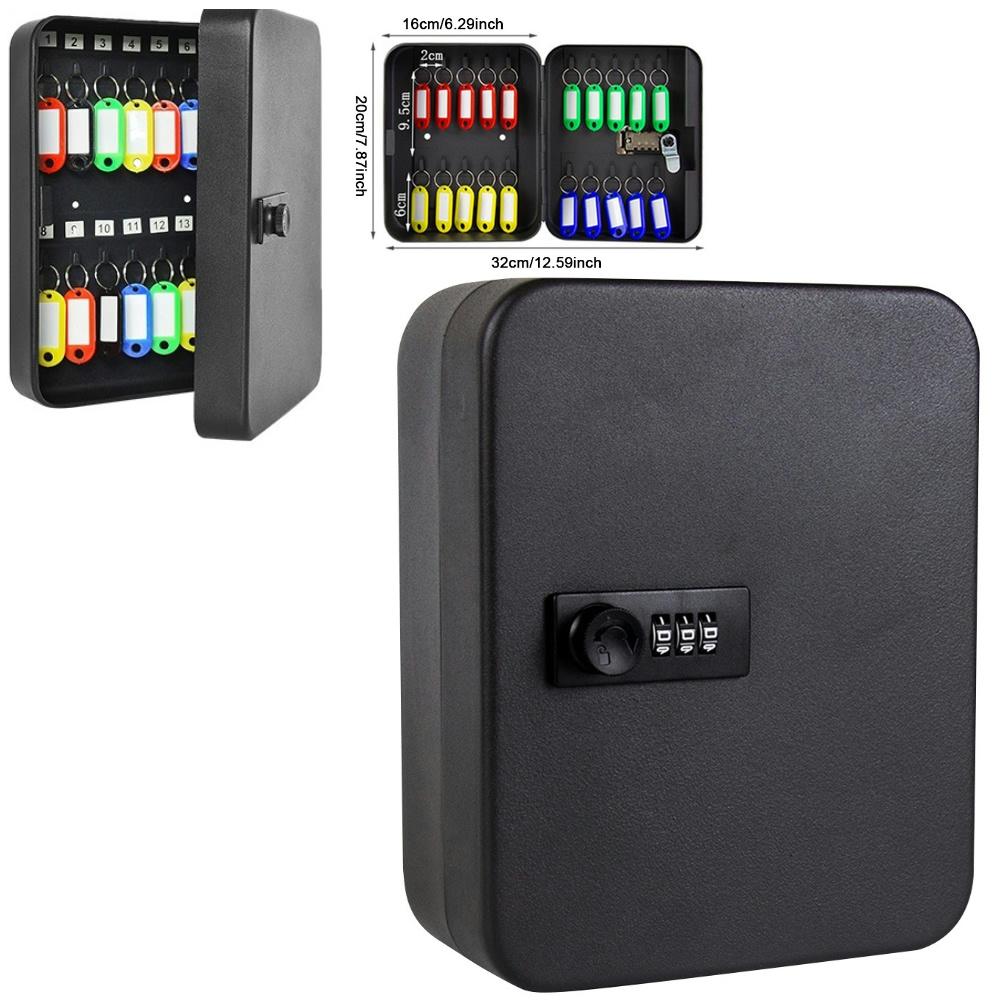 20PCS Key Cabinet Wall Mounted Key Box Combination Key Cabinet 20 Key Hooks Locking Key Organizer Security Lock Box
