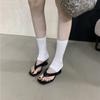 Fashion flip-flops temperament special-shaped and cool slippers new summer new square head medium heel slippers women