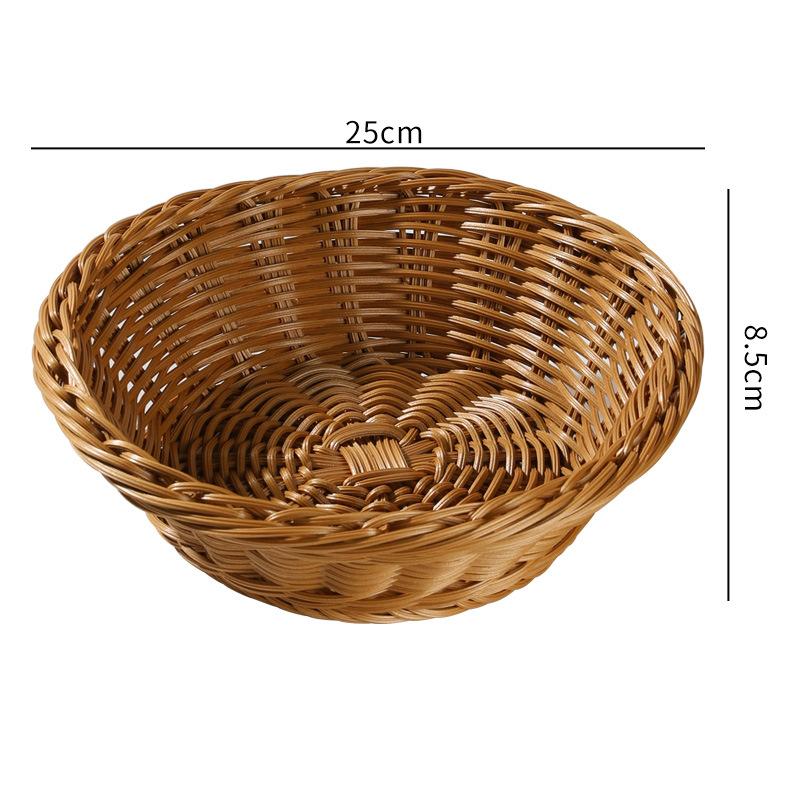 Handwoven Hardness Rattan Wicker Woven Serving Baskets Household Bread Fruit Vegetables Basket Rattan Basket Restaurant Display