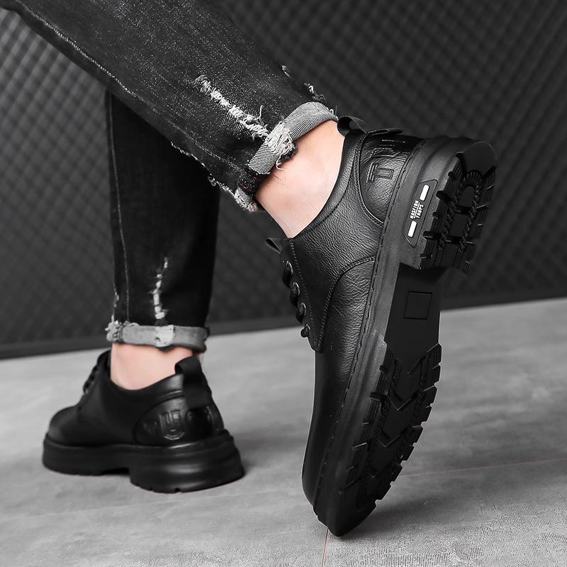 Autumn new leather shoes fashion tide with British style casual leather shoes work soft sole soft surface foreign trade casual shoes men