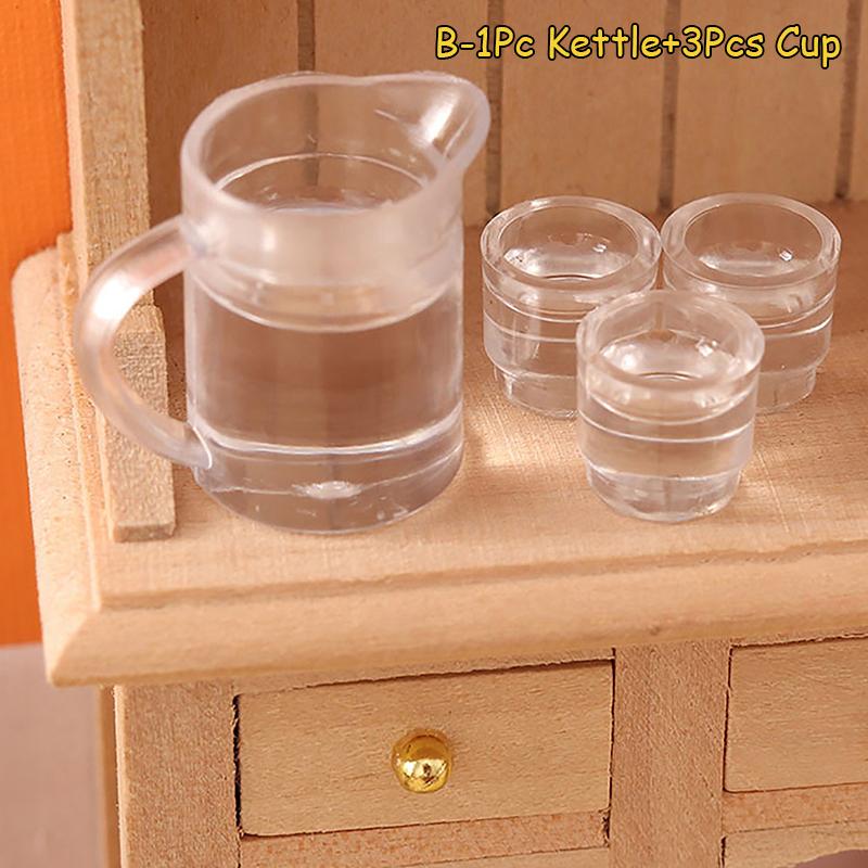 

1Комплект 1:12 кукольных миниатюрных чайников, стаканов с лимонной водой, модель детской ролевой игры, игрушка