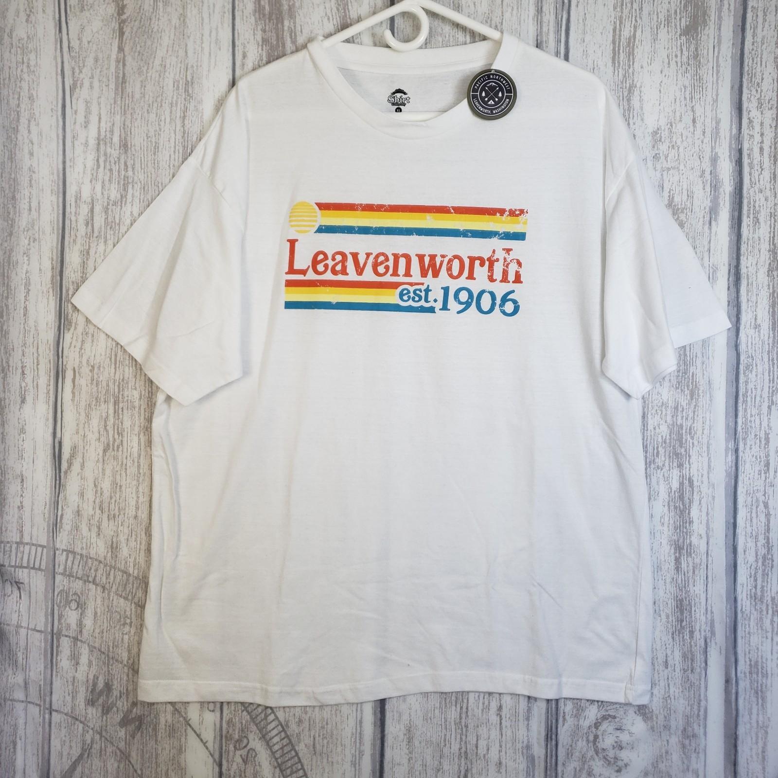 white t- vintage-style Rainbow graphic for Leavenworth est. 1906 XL Unisex T-Shirt S