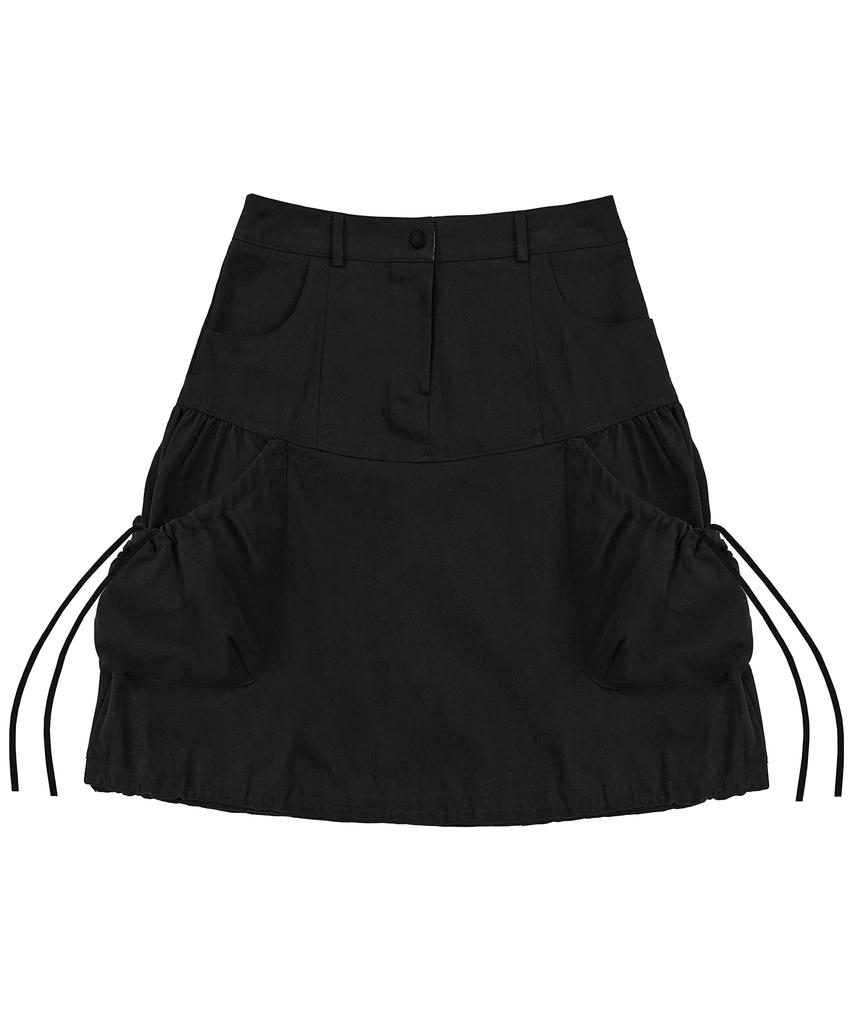 Leijeumiya Mio Shirred Balloon Skirt [Black]