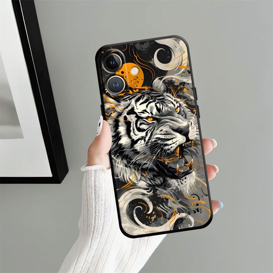Funda Phone Cover Case for Apple iPhone 17 Pro Max 16 13 14 XR XS MAX 15 Pro 7 8 11 12 Air Cool Silver Tiger