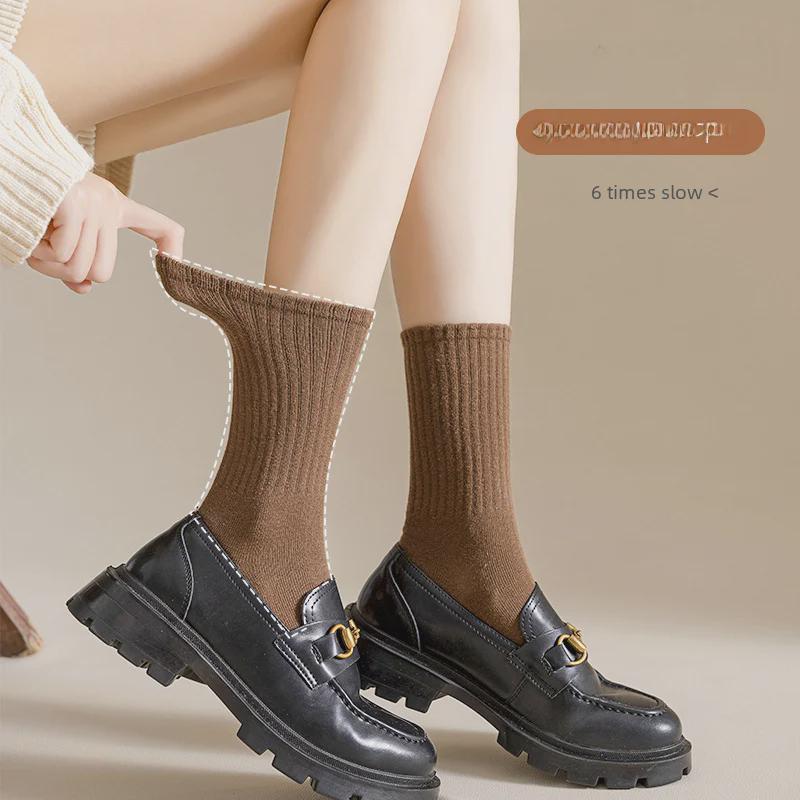 Kadın Orta Boy Düz Renk Loafer Çorapları İlkbahar ve Sonbahar için - Mary Jane Ayakkabılar için İdeal