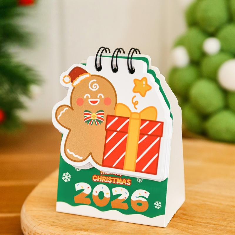 2026 Christmas Desk Calendar Mini Cartoon Cute Patterns Table Calendar Creative Desktop Decoration Daily Planning Small Monthly