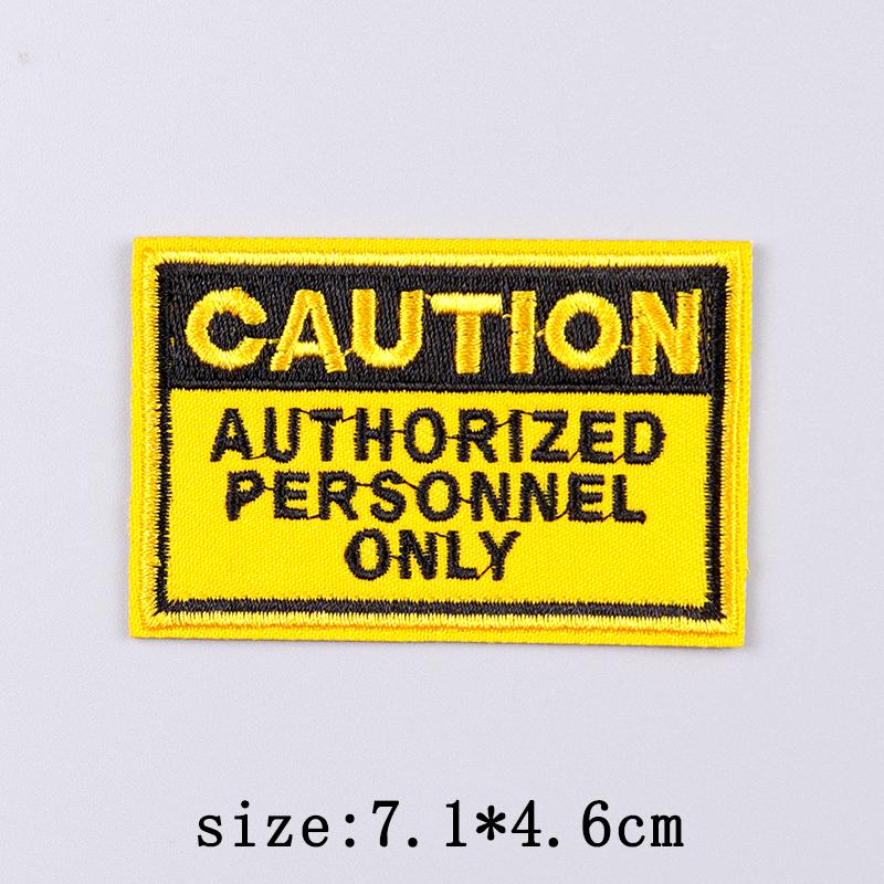 Warning Embroidery Patch Iron On Patches For Clothing Danger Prohibit Sign Embroidered Patches For Clothes Nuclear Marker Badges