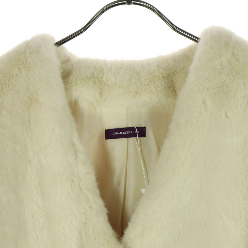 unused URBAN RESEARCH Long sleeve fake Fur coat F white Women Used