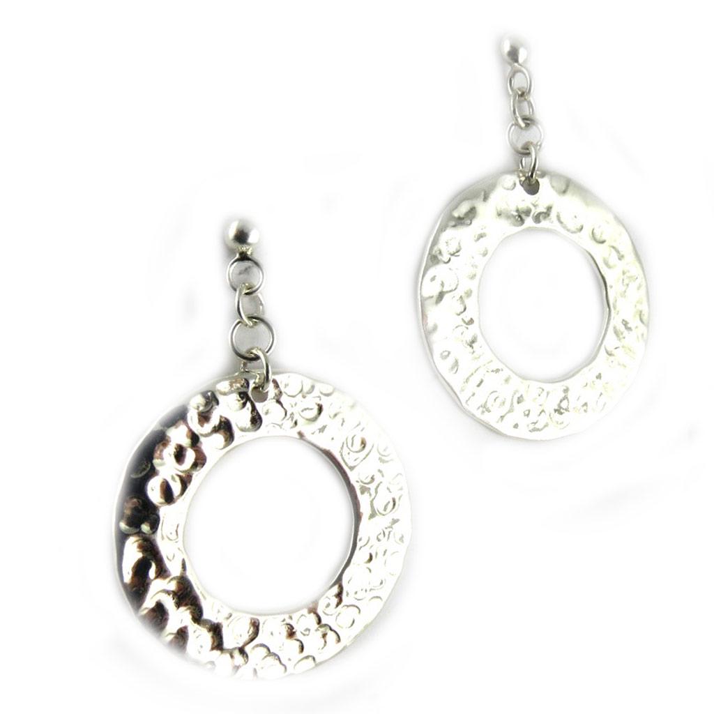Les Trésors De Lily [C5667] - Silver Earrings 'Hammered Halos'