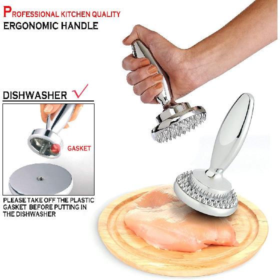 Reversible Meat Tenderizer and Pounder Dual Sided Meat Tenderizer Mallet Marinating Prep Tool