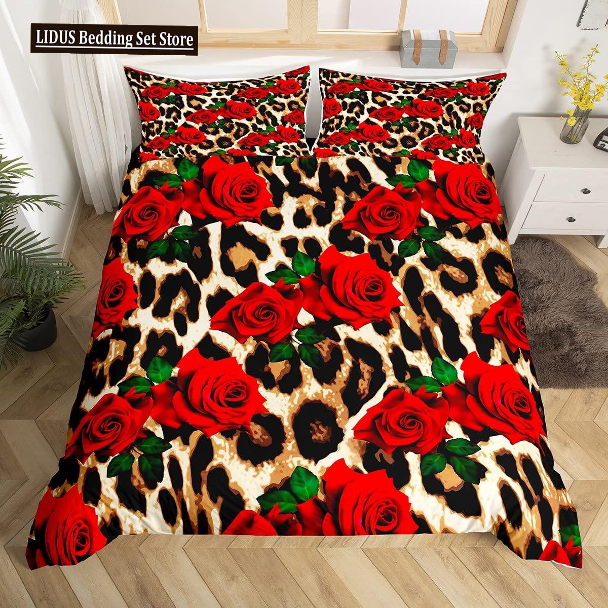 Luipaardprint Dekbedovertrekset Queen Cheetah Beddengoedsets Geometrische Dekbedovertrek Afrikaanse Safari Dieren Quiltovertrek Kamerdecor AU Double(180x210cm)