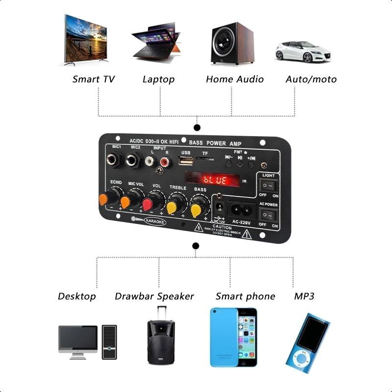 D30 D10 Amplifier 12V24V High Power Amplifier With Bluetooth With Digital Display Car Audio