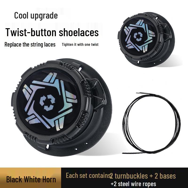 Rotating Button No-Tie Steel Wire Shoelaces for Sneakers and Football Shoes