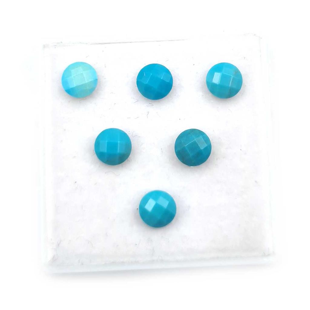 Natural Sleeping Beauty Turquoise Round Briolette Cut Loose Gemstone lot 6 Pcs 6 MM 4 CT For Jewelry Making