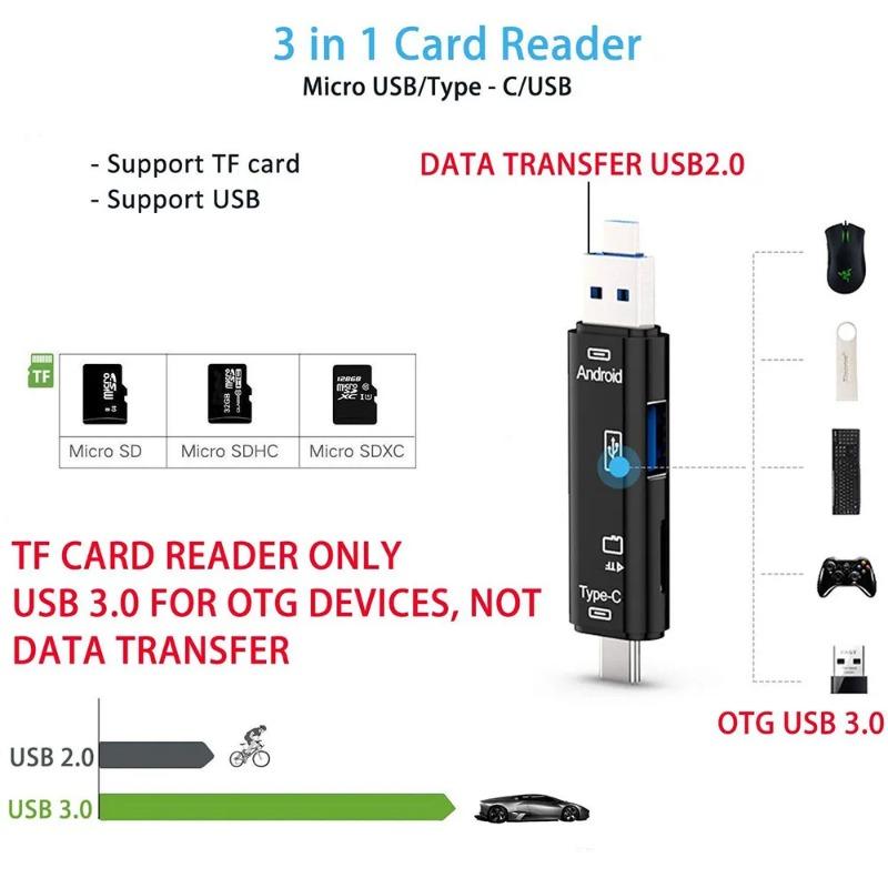 5 in 1 Usb 3.1 Card Reader High Speed SD TF Micro SD Card Reader Type C USB C Micro USB Memory OTG Card External Reader Adapter