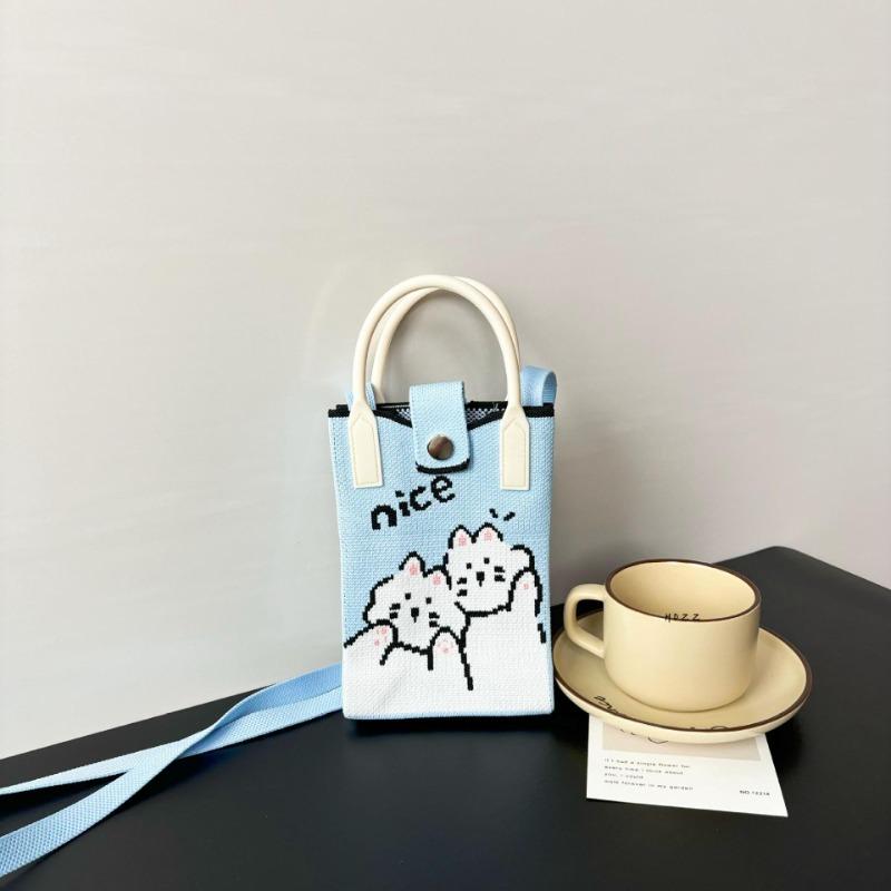

Premium sense ns mobile phone bag new cartoon knitted bag dopamine niche versatile messenger shoulder bag handbag 12*19CM