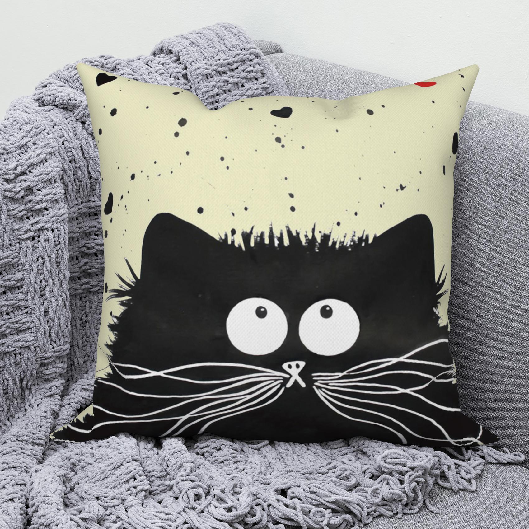 

Чехол на подушку из полиэстера с милым кошачьим принтом, современный домашний декор для гостиной, дивана, подушка, наволочка 40X40CM