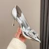 1366-3 Pure Desire Sexy High Heels Women Pointed 2025 Versatile Rhinestone Square Buckle Shallow Mouth Temperament Thin Heel Single Shoes Women