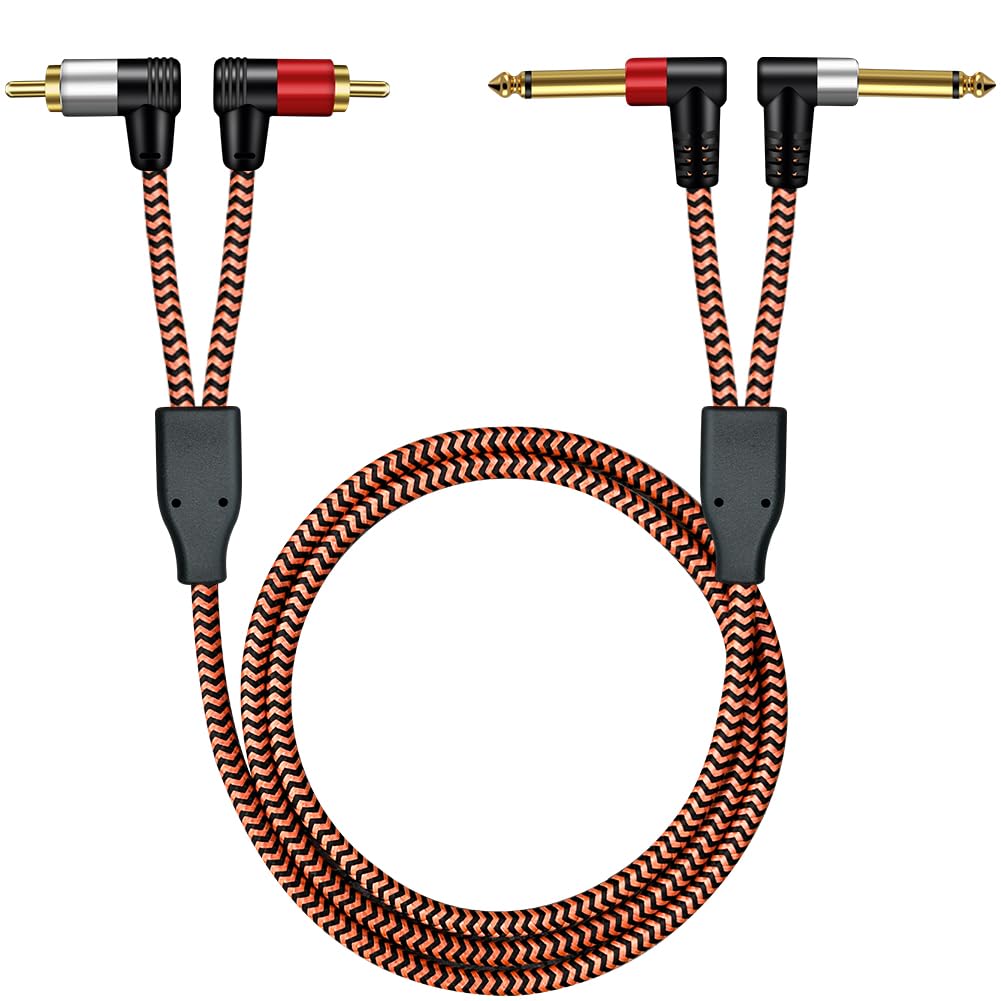 LiuTian Twin TS to Twin RCA Stereo Audio Interconnect Plated Heavy Duty 2 x mm TS to 2 RCA Male Head Adapter Cables 1/4-inch Cable, 6.35 1/4-inch