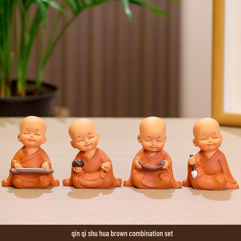 Handmade Cute Little Monk Resin Ornaments for Desktop Decoration