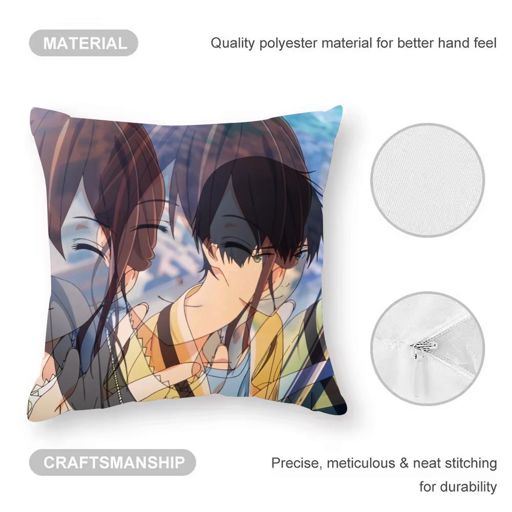 K-Kimi No Suizo WoTabetaiES Cushion Cover Anti-dustmite Pillowcase Invisible Zipper Silky Short Plush Sofa Cushion Cover