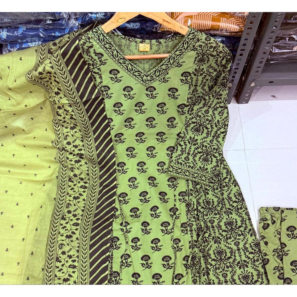 Pakistani Pure Cotton Kurti Pant Dupatta Set Indian Desigenr Top Tunic Kurta Set