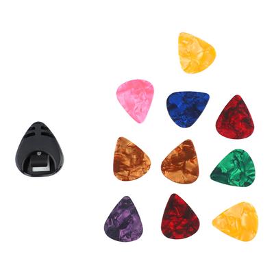 10PCS Guitar Pick Plectrum and Guitar Pick Holder Set Portable Bass Accessories Tool