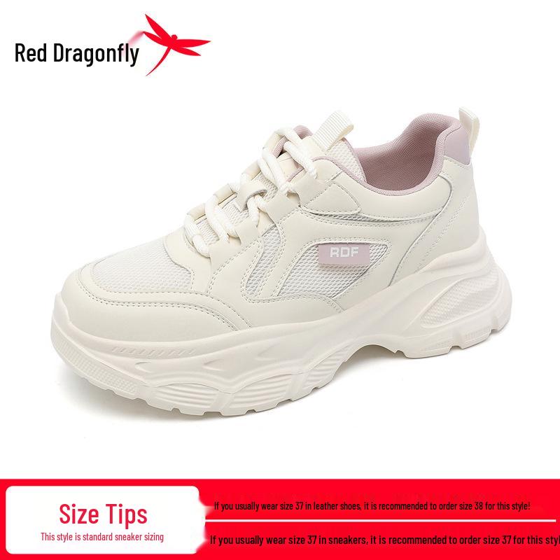 Red Dragonfly Women s Summer Casual Thick Sole Breathable Mesh Dad Shoes 39 бежевый/фиолетовый