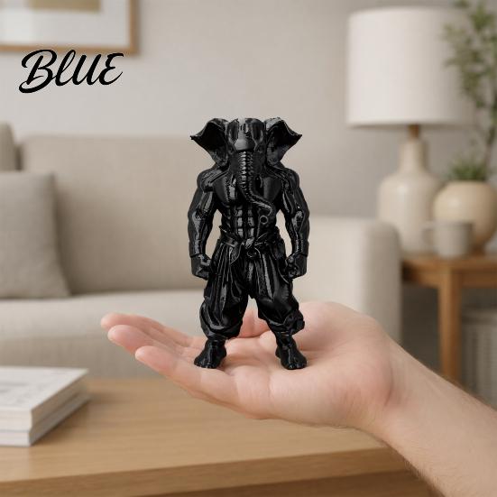 3D Printed Ornament Animal Detailed Figurine Fighting Mythical Elephant Fighter Style Ornament Trunk Folds Figure Statue Desk Decor for