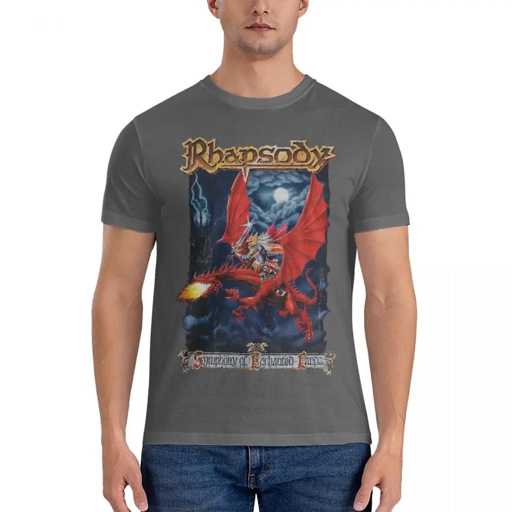 New Fashion Men's T-Shirt Rhapsody Symphony Of Lands Awesome Pure Cotton Tee Shirt Short Sleeve S-SABATONS Band Round Collar