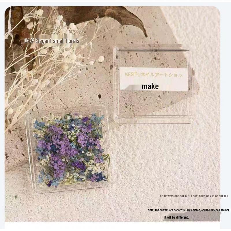 Japanese Fresh Dried Flower Nail Art Decorations: Colorful Petals & Mixed Materials for DIY
