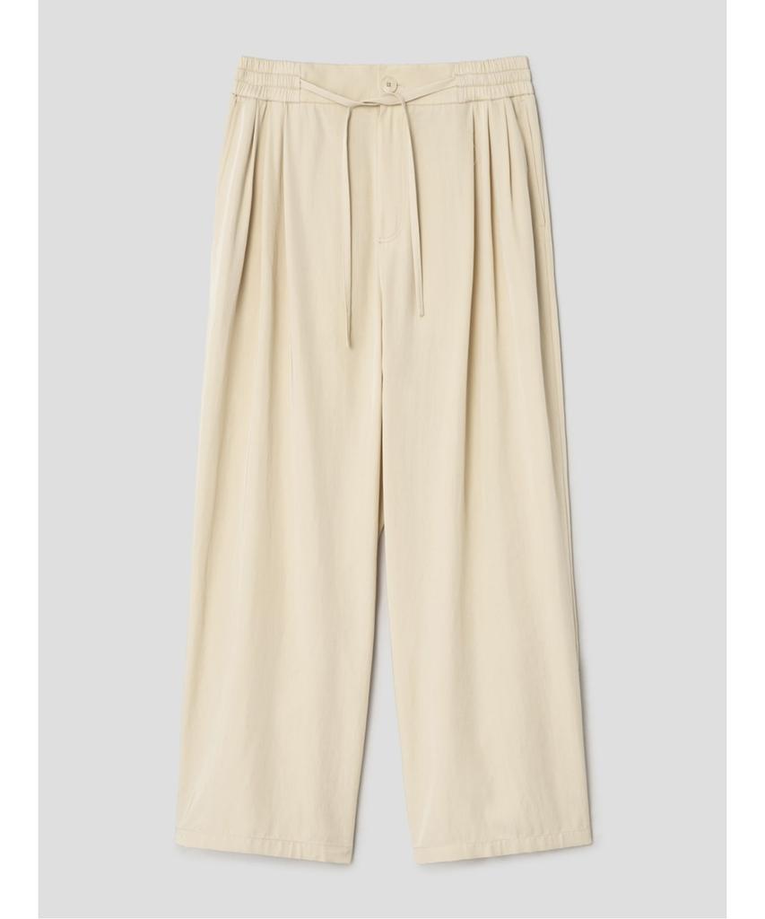 Saendeusaundeu (Unisex) Wide Elastic Waist Pants Beige