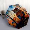 1pc Owl Forest Automatic Folding Umbrella, Heavy Duty 8 Rib Iron Frame,  Suitable for Travel, Daily Use, Birthday, Decor Gift  09