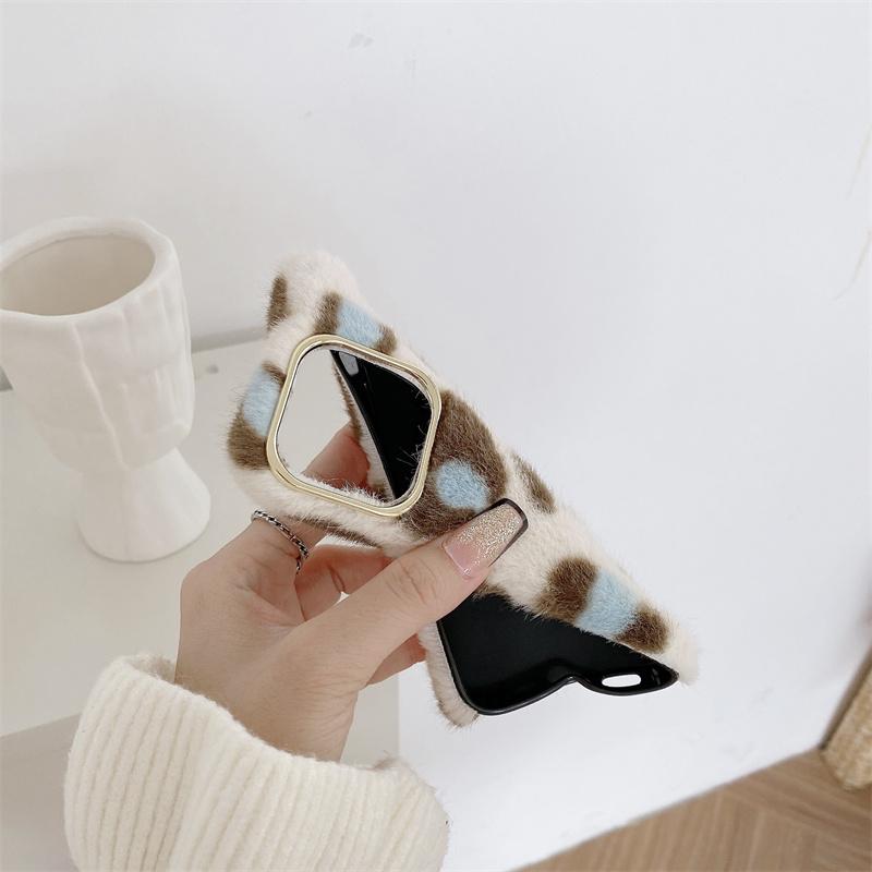 Moskado Fashion Leopard Print Pattern Plush Phone Case For Iphone 14 11 12 13 Pro Max X Xr Xs Max 7 8 14plus Soft Tpu Back Cover