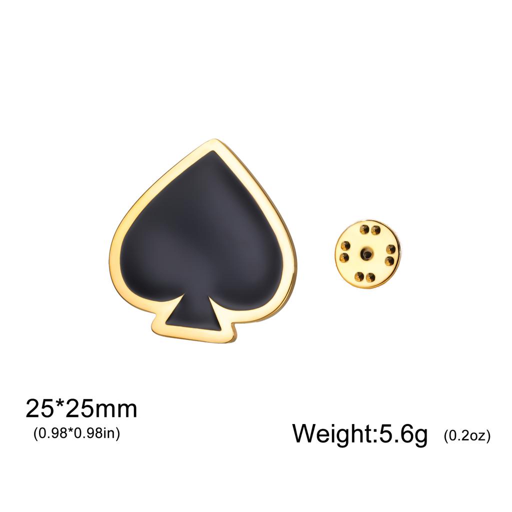 Cazador Poker Card Spade Heart Club Diamond Lapel Pins Women's Brooch Stainless Steel Metal Pins Backpack Badges Jewelry Gift