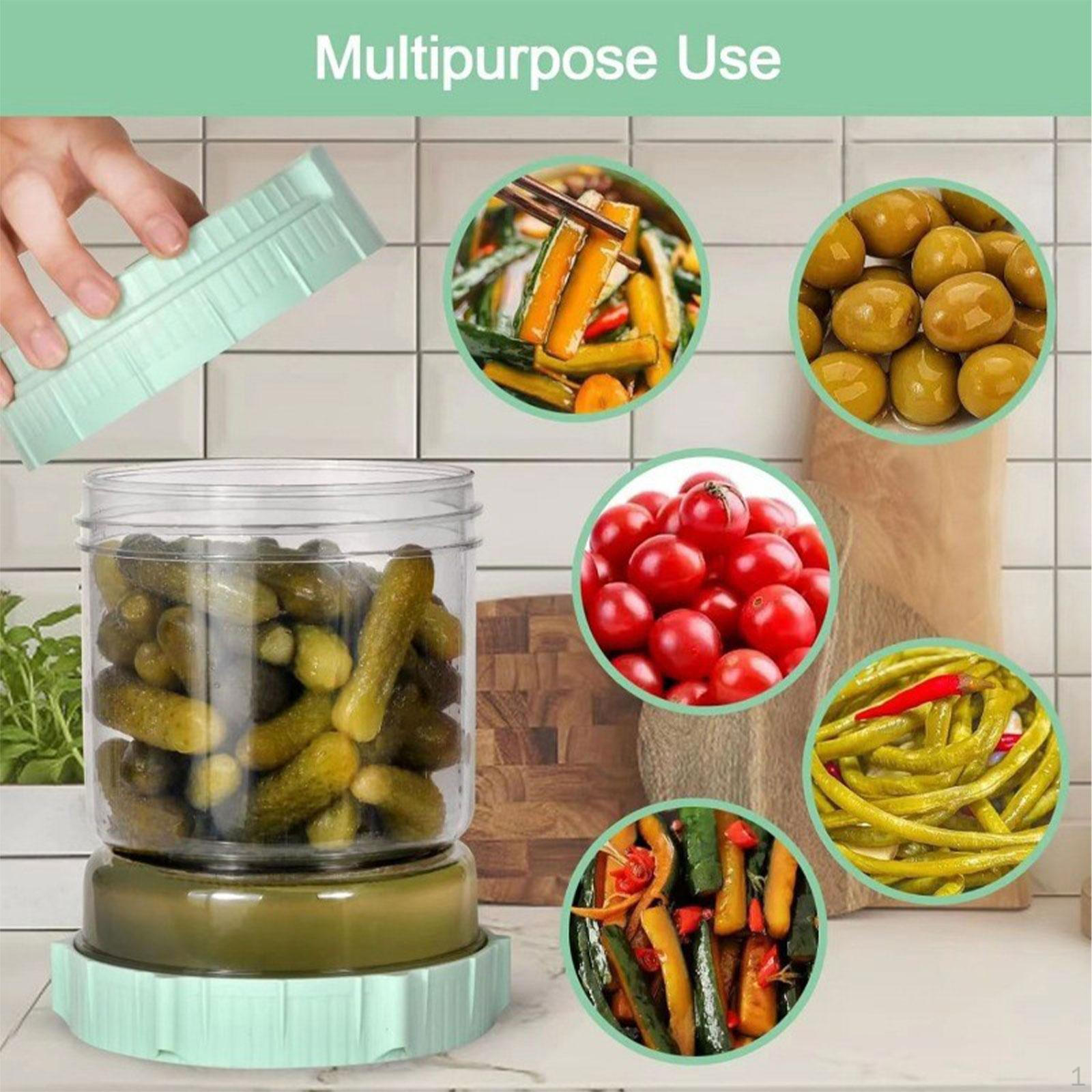 

Pickle Jar with Strainer Flip Kimchi Container 48oz Airtight Olive Hourglass Holder for зелений