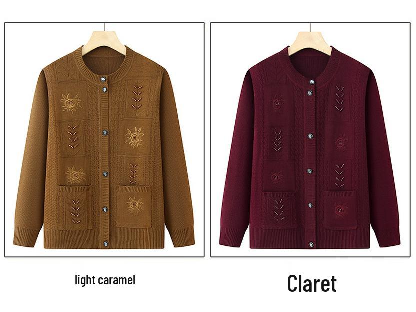 Women's Spring & Autumn Knit Cardigan for Middle-Aged & Elderly