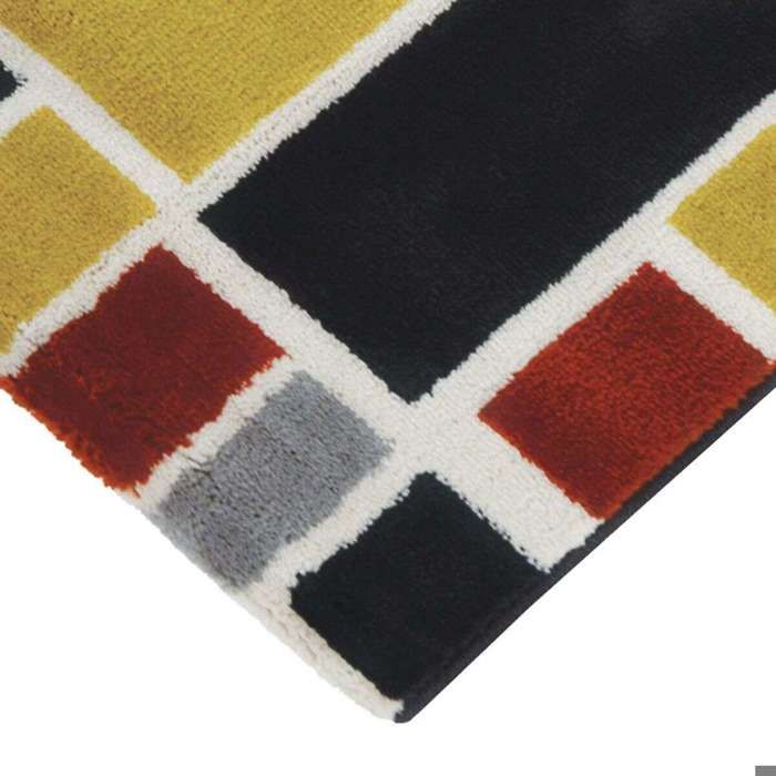 Tapis salon lumineux effet laineux motifs labyrinthe multicolore 120x170