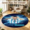 Tapis Rond Nom Personnalisé Motif Lionel Messi Tapis Antidérapant Décor de Sol pour la Maison