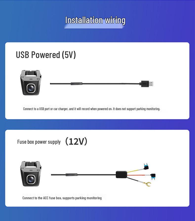 U-Shaped WiFi Dash Cam with Mobile Connectivity, HD Recording, 24-Hour Parking Monitor, Universal Fit