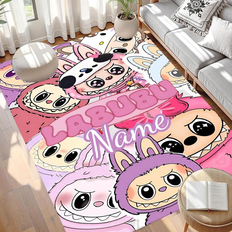 Custom Name Personalized Labubu Print Carpet, Versatile Home Decor Rug, for Playroom, Apartment, Balcony, Entryway, Hallway Gift
