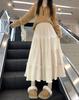 Women's High Waist Corduroy A-Line Mid-Length Skirt with Lace - Autumn/Winter 2025