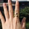 Fashion Cuban Link Chain Design Ring 14mm Wide 316L Stainless Steel Hollow Irregular Anillo Bague for Creative Fashion Jewelry
