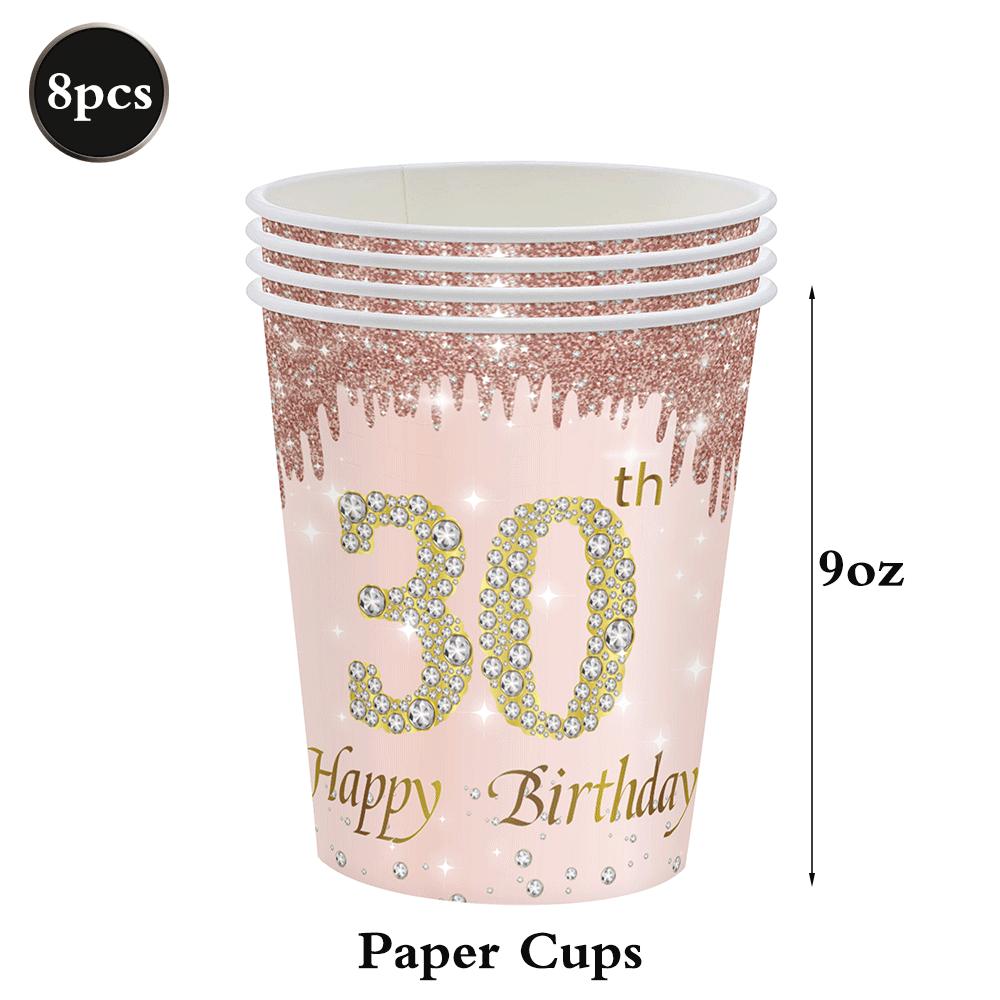 30th Birthday Decorations For Her Rose Gold Plates Napkins CupsTablecloths Hello30 Balloons 30th Birthday Party Favors For Women