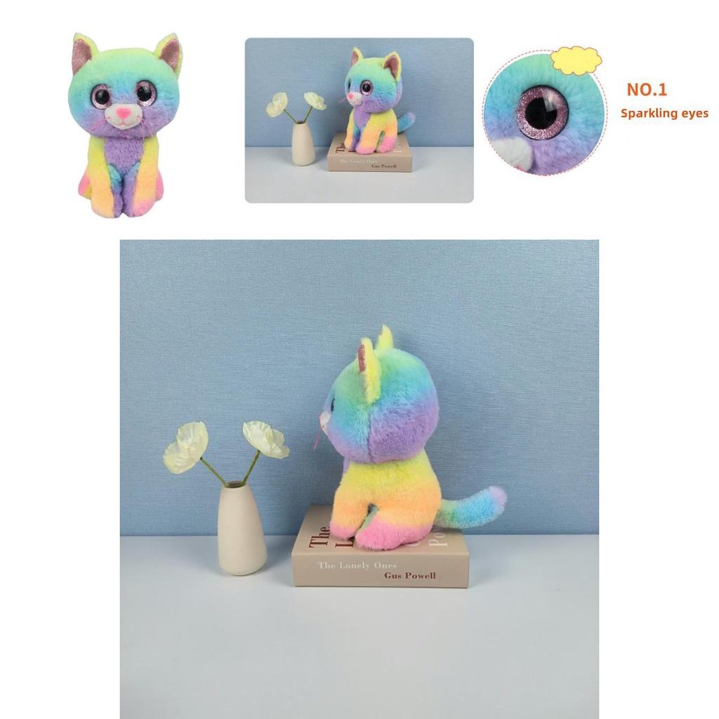 Cassidy Rainbow Cat Plush Toy Colorful And Soft Stuffed Animal For Kids' Birthdays