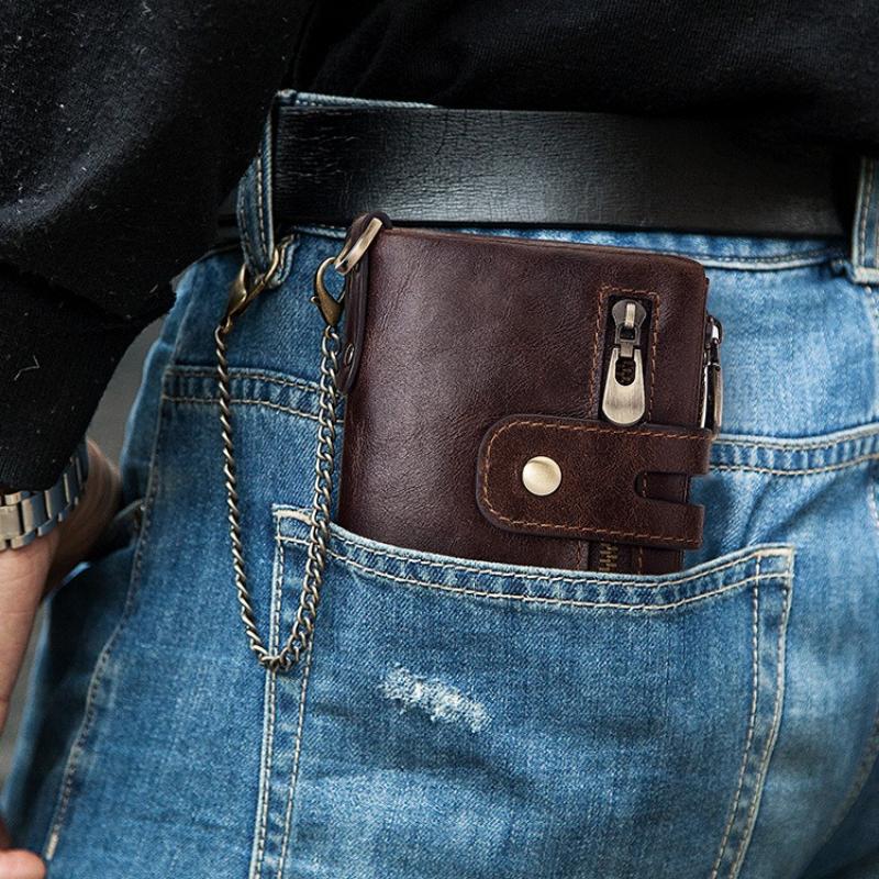 Man Wallet Coin Purse Small Mini Card Holder Chain Portomonee Male Walet Pocket