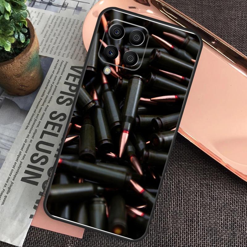 Military Gun Bullets Collage For Samsung Galaxy M34 M54 M14 M53 M33 M13 M12 M32 M52 M20 M15 M55 M21 M51 M30s M31s Case